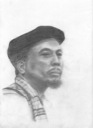 Hand-drawn portrait of Charles Mingus